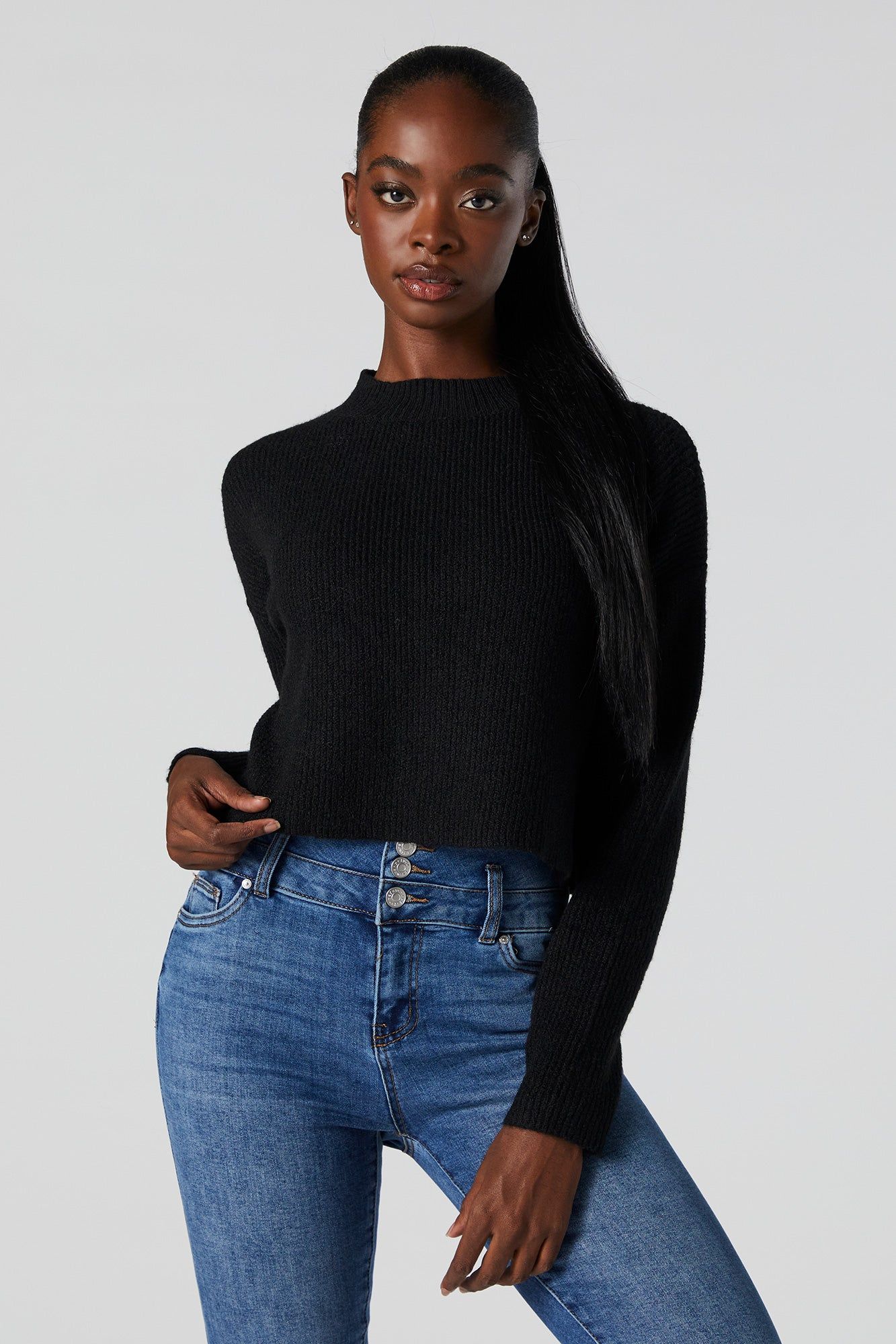 Oversized Ribbed Knit Mock Neck Sweater sold by Urban Planet