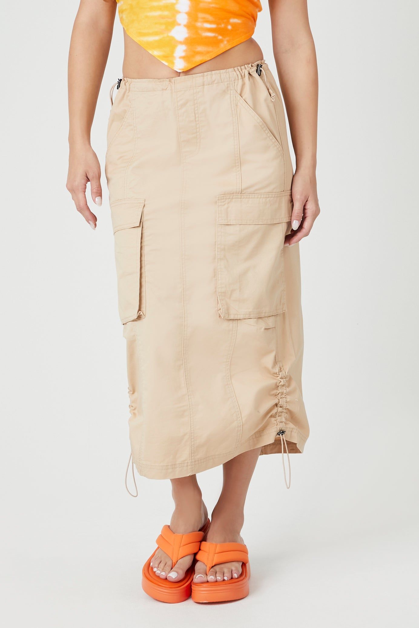 Twill Toggle Drawstring Midi Skirt sold by Urban Planet product image thumbnail 3
