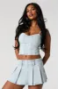 Denim Pleated Micro Mini Skort sold by Urban Planet