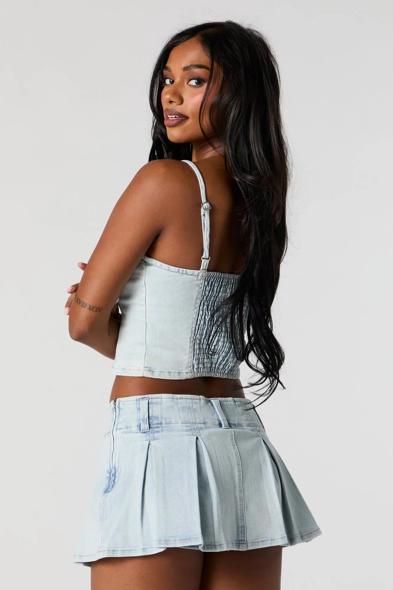 Denim Pleated Micro Mini Skort sold by Urban Planet product image thumbnail 3