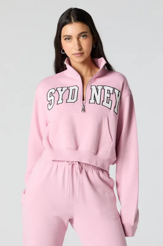 Sydney Embroidered Half Zip Fleece Sweatshirt sold by Urban Planet