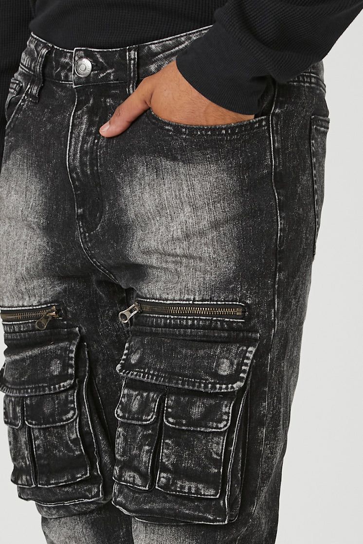 Jean cargo délavé à la pierre avec poches multiples sold by Urban Planet product image thumbnail 4