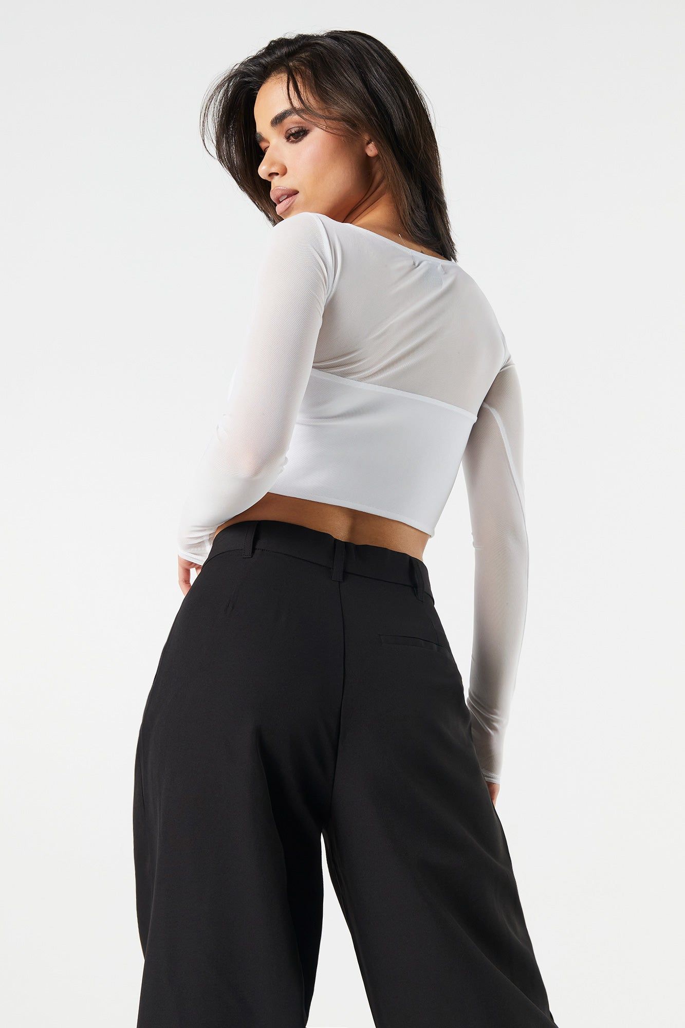 Haut corset court en filet à manches longues sold by Urban Planet product image thumbnail 5