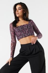 Haut corset court en filet à manches longues sold by Urban Planet