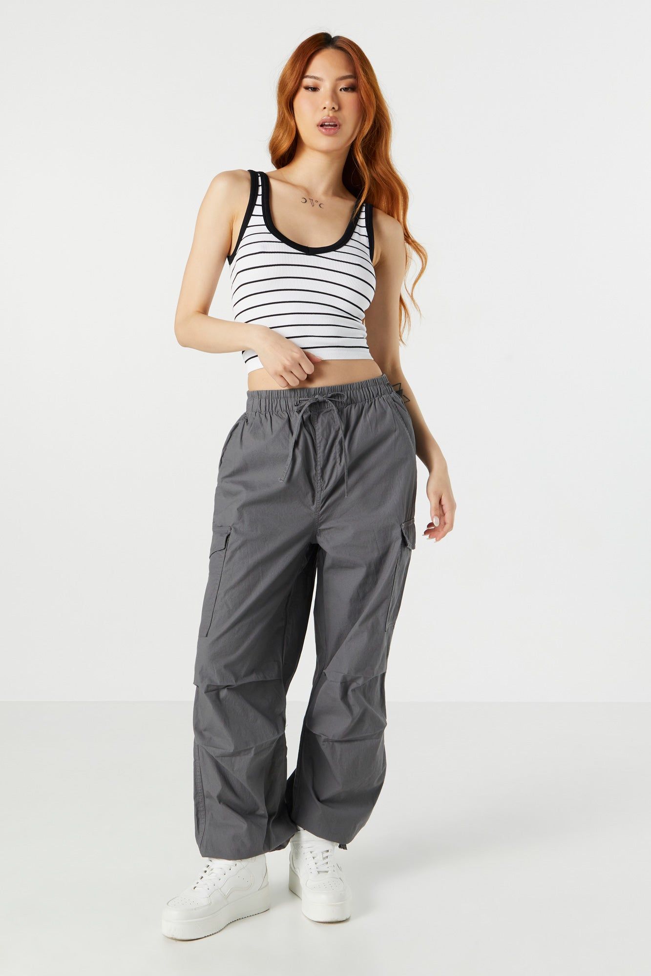 Striped Seamless Ribbed V-Neck Tank sold by Urban Planet product image thumbnail 3