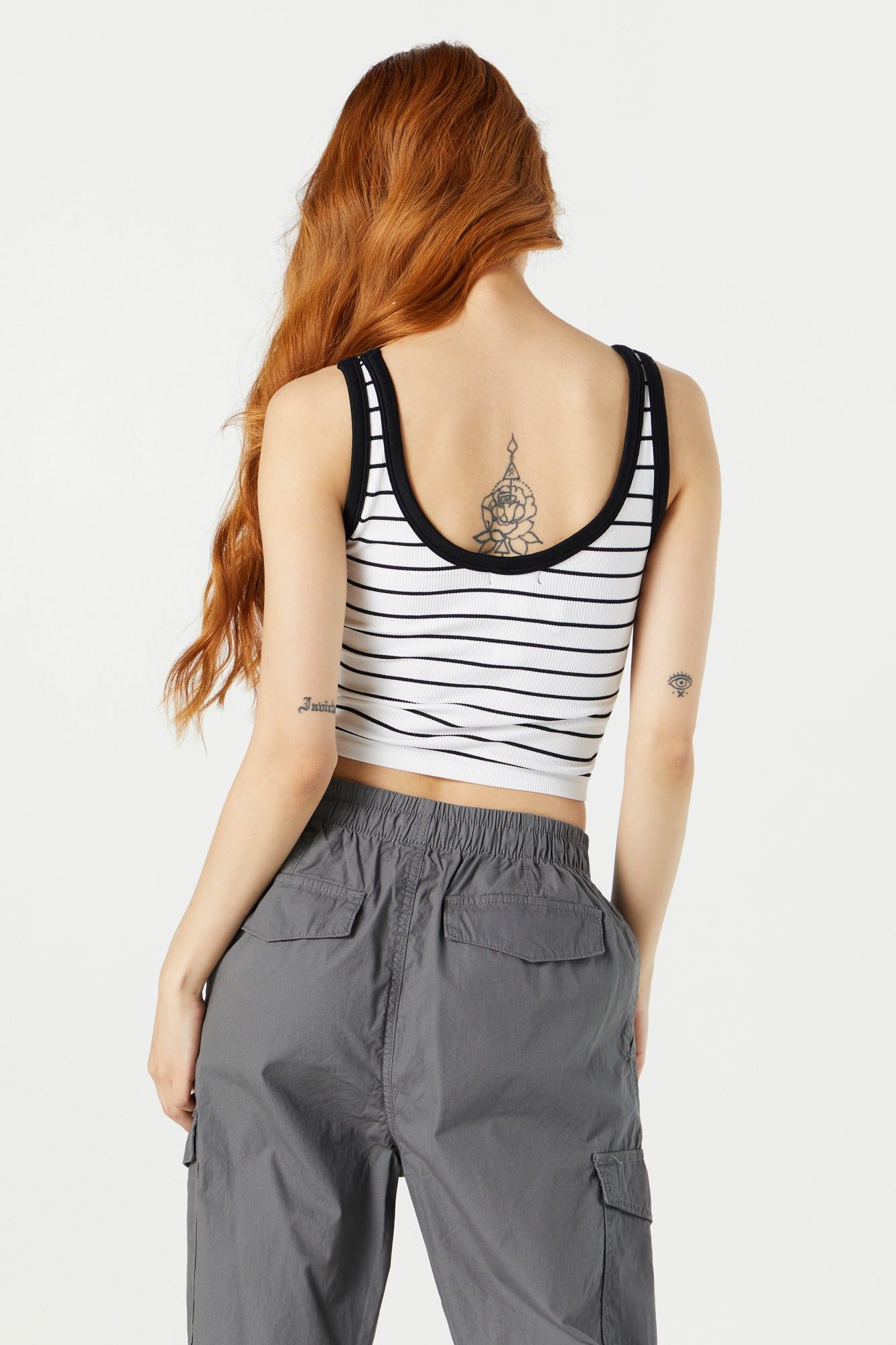 Striped Seamless Ribbed V-Neck Tank sold by Urban Planet product image thumbnail 2