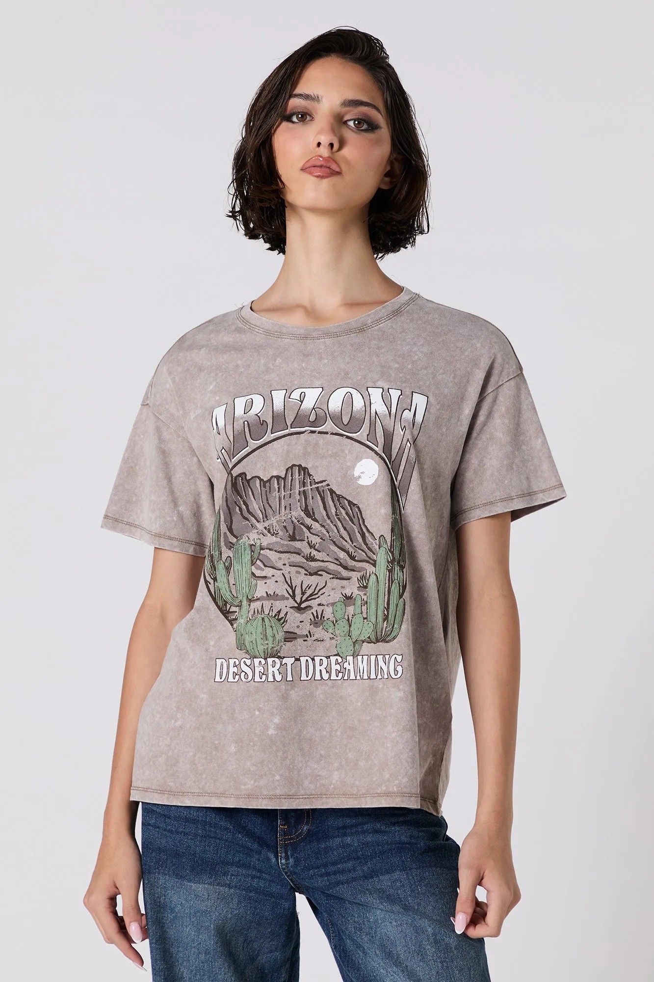 Arizona Desert Dreaming Graphic Washed Boyfriend T-Shirt sold by Urban Planet