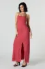 Mesh Overlay Scoop Neck Slit Maxi Dress sold by Urban Planet