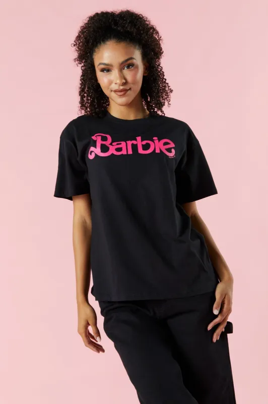 Barbie™ Logo Black Graphic Boyfriend T-Shirt sold by Urban Planet