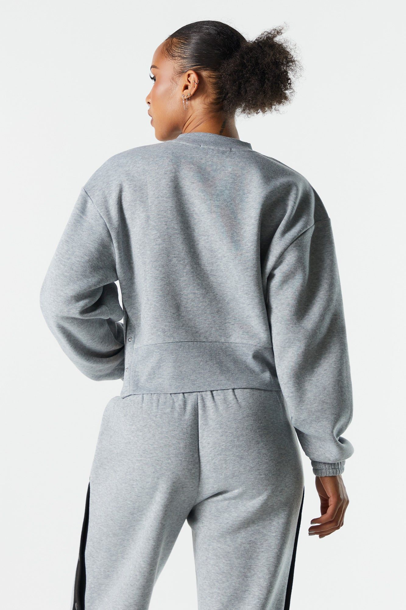 Fleece Buttoned Crewneck Sweatshirt sold by Urban Planet product image thumbnail 2