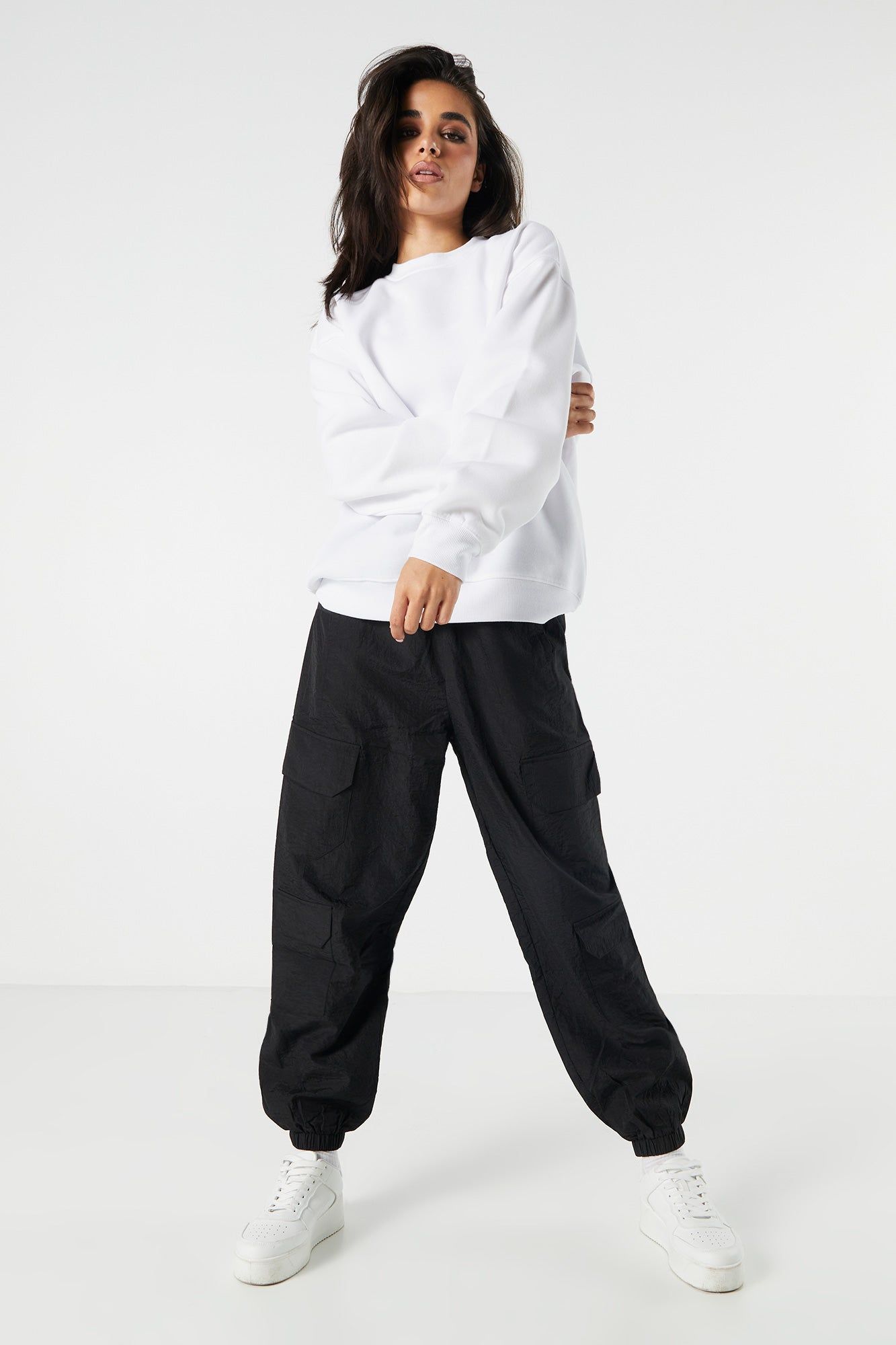 Solid Fleece Crewneck Sweatshirt sold by Urban Planet product image thumbnail 3