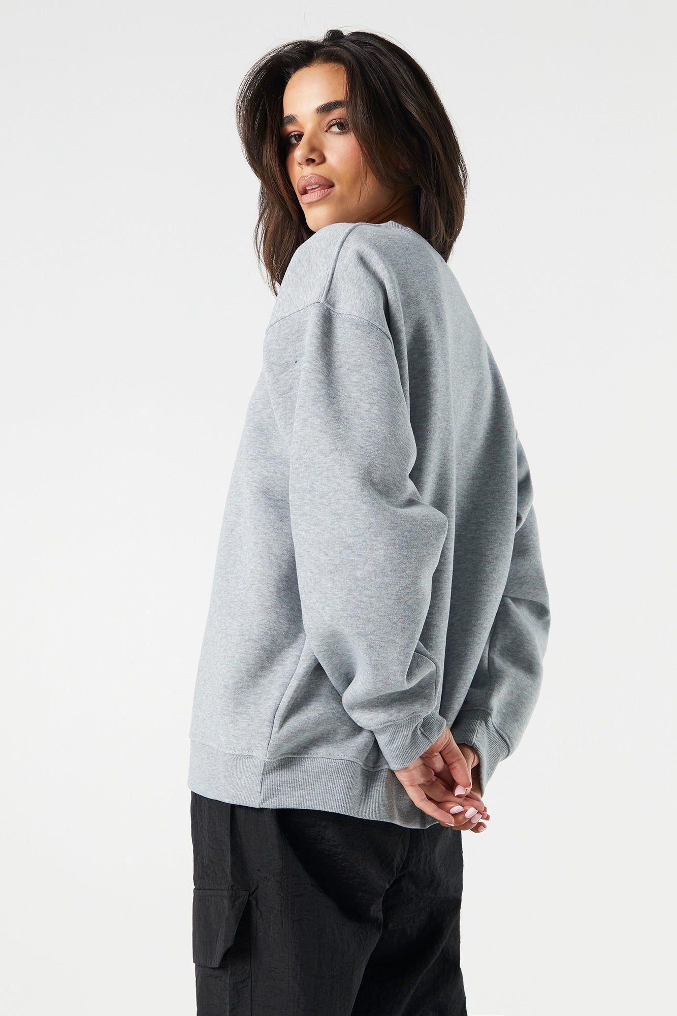 Solid Fleece Crewneck Sweatshirt sold by Urban Planet product image thumbnail 5