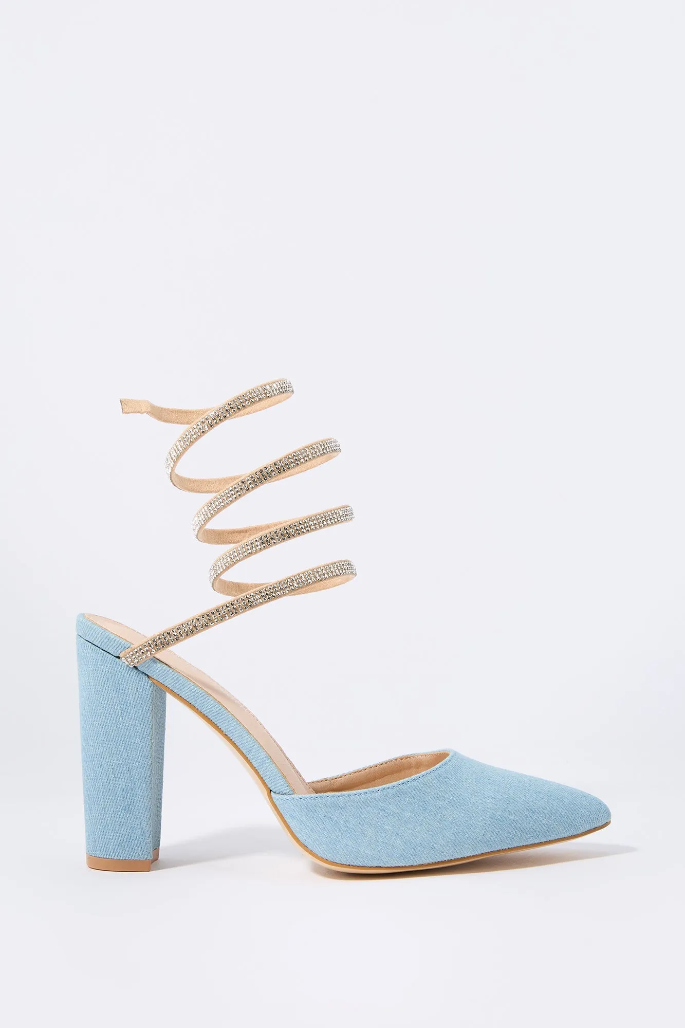 Escarpins à bout pointu en Denim avec pierres du Rhin sold by Urban Planet product image thumbnail 2
