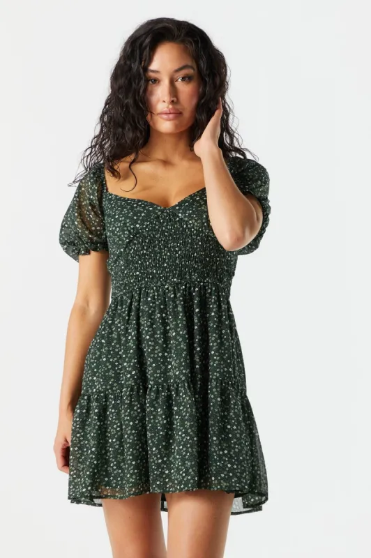 Smocked Short Sleeve Tiered Dress sold by Urban Planet