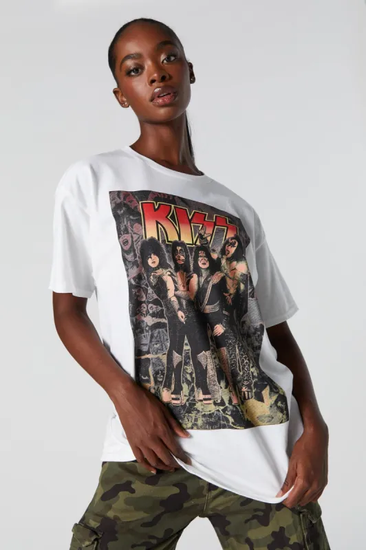 T-shirt de coupe garçonne à imprimé KISS sold by Urban Planet