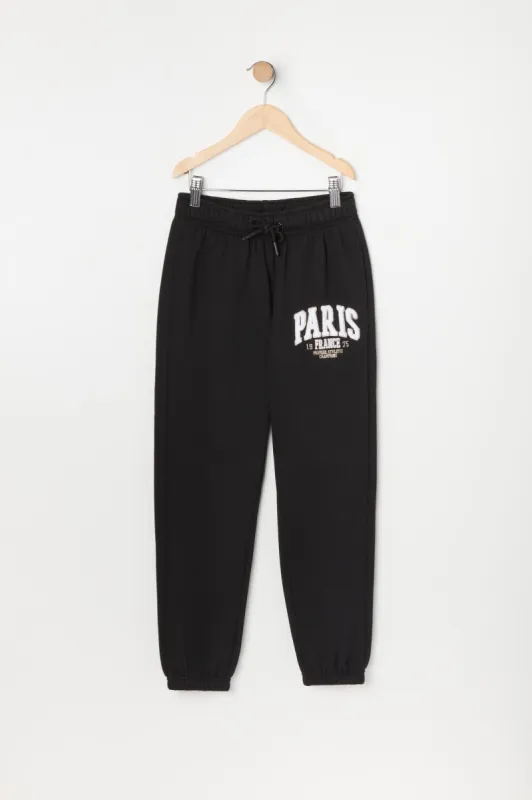 Girls Paris Graphic Fleece Jogger sold by Urban Planet