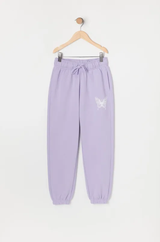 Girls Butterfly Graphic Fleece Jogger sold by Urban Planet