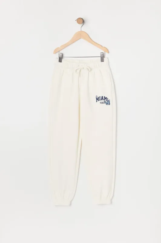 Girls Miami Graphic Fleece Jogger sold by Urban Planet