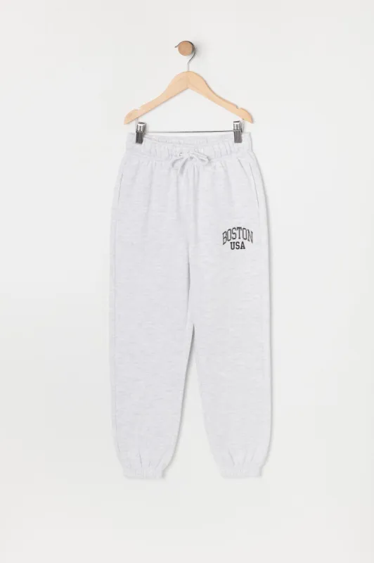 Girls Boston Graphic Fleece Jogger sold by Urban Planet