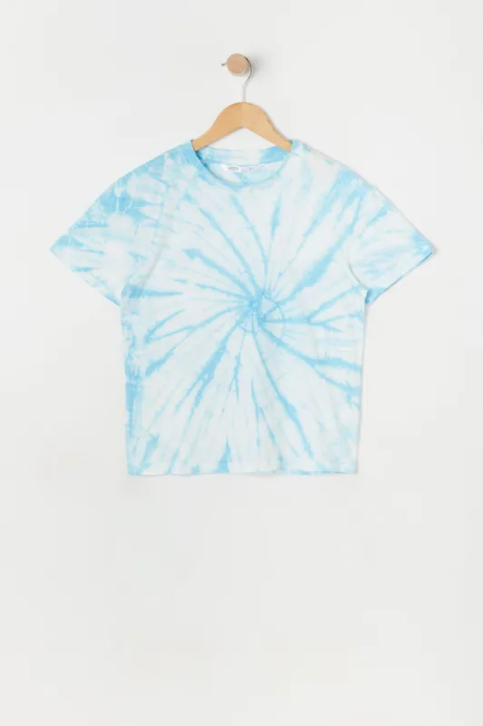 Girls Oversized Blue Tie-Dye T-Shirt sold by Urban Planet