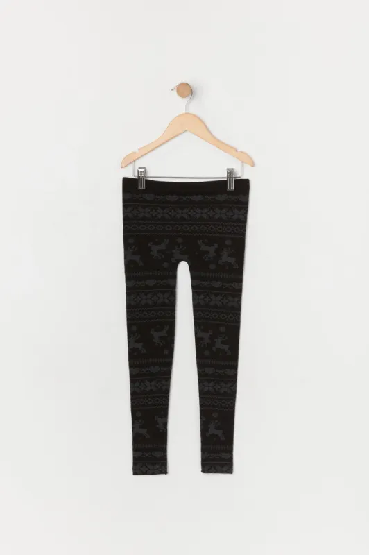 Girls Faux Fur Lined Xmas Fairisle Print Legging sold by Urban Planet