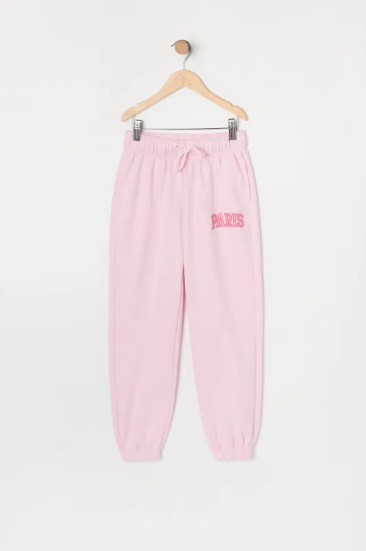 Girls Paris Graphic Fleece Jogger sold by Urban Planet