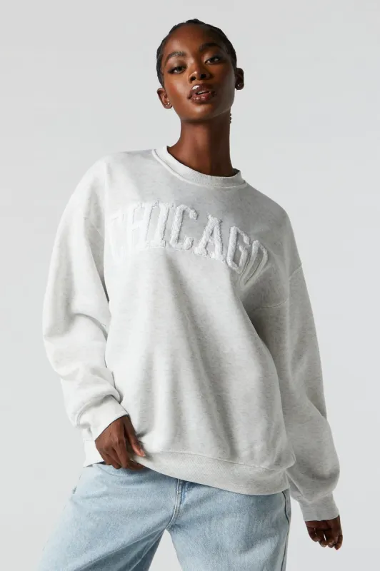 Chicago Chenille Embroidered Fleece Sweatshirt sold by Urban Planet