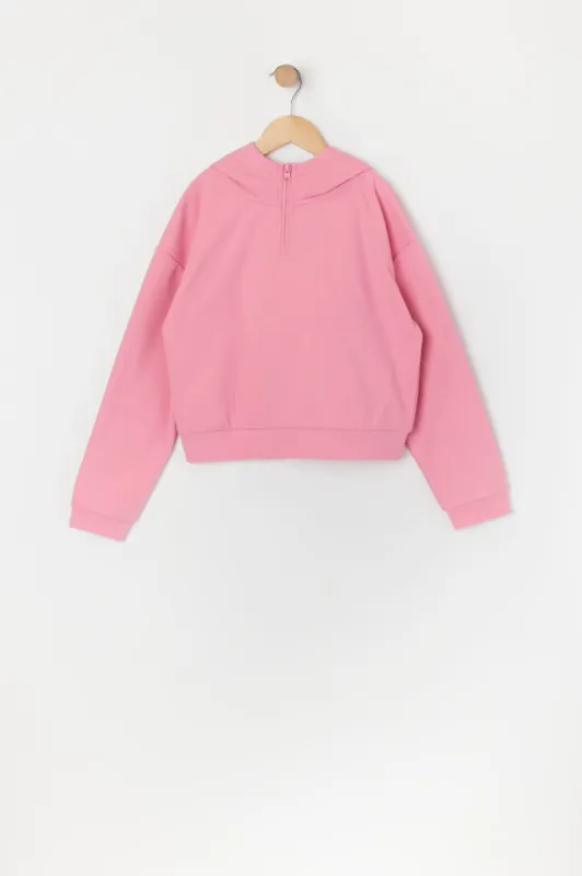 Haut à capuchon avec imprimé rose et quart de fermeture à glissière pour fille sold by Urban Planet