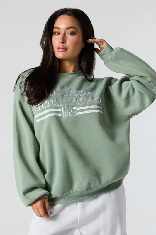 Saint Tropez French Riviera Twill Embroidered Sweatshirt sold by Urban Planet