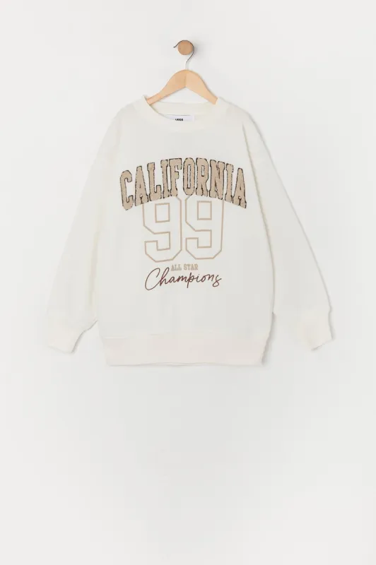 Girls California Chenille Embroidered Fleece Sweatshirt sold by Urban Planet