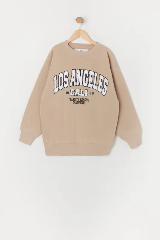 Girls LA Chenille Embroidered Fleece Sweatshirt sold by Urban Planet