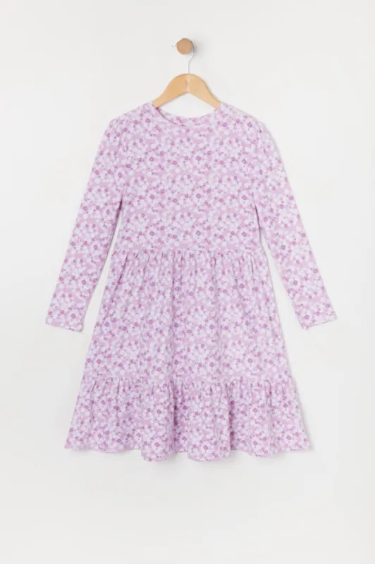 Girls Floral Tiered Long Sleeve Dress sold by Urban Planet