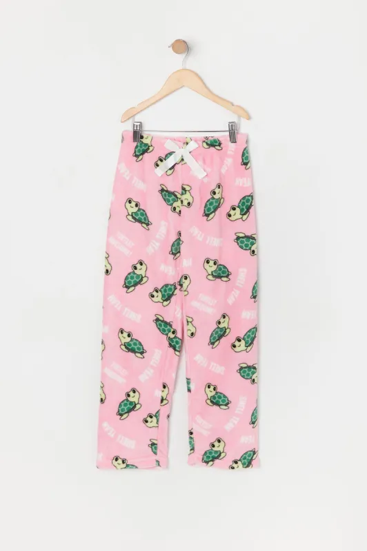 Girls Turtley Print Plush Pajama Bottom sold by Urban Planet