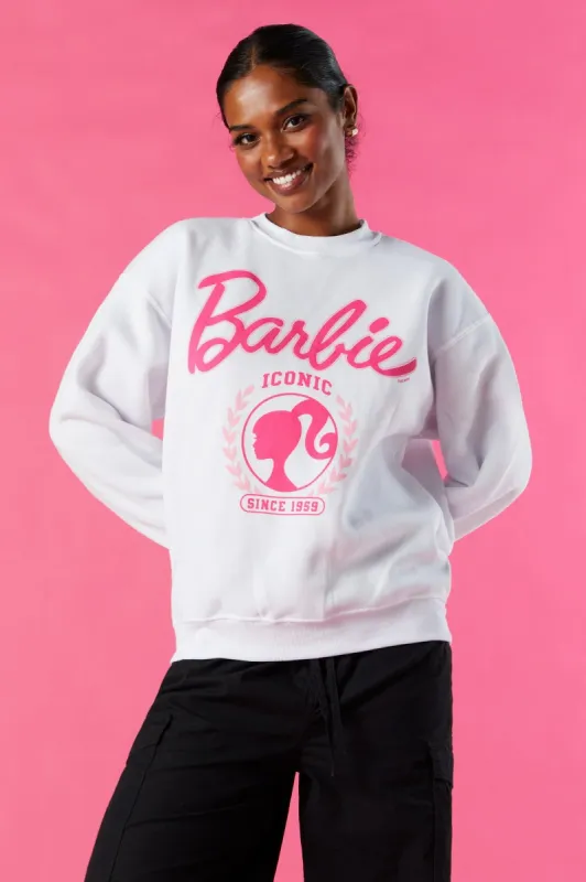 Barbie™ White Graphic Fleece Sweatshirt sold by Urban Planet