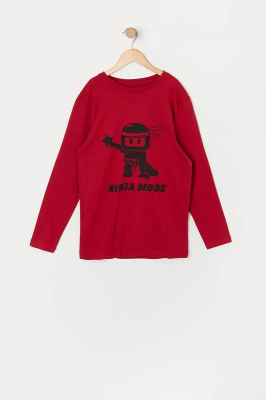 Boys Ninja Mode Graphic Long Sleeve Top sold by Urban Planet
