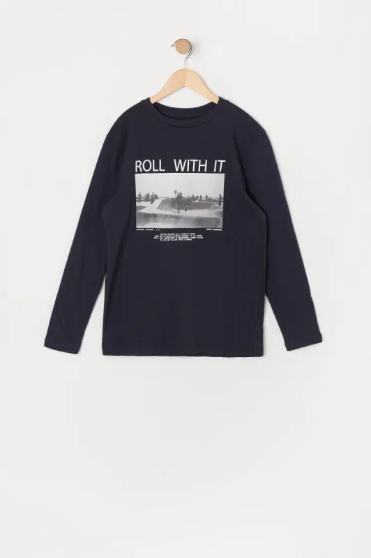 Boys Roll With It Graphic Long Sleeve Top sold by Urban Planet