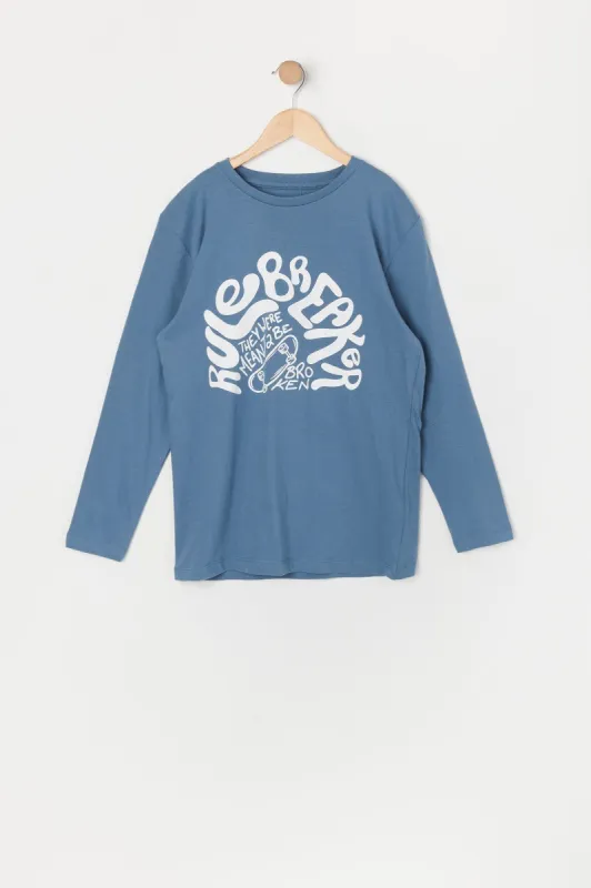 Boys Rule Breaker Graphic Long Sleeve Top sold by Urban Planet