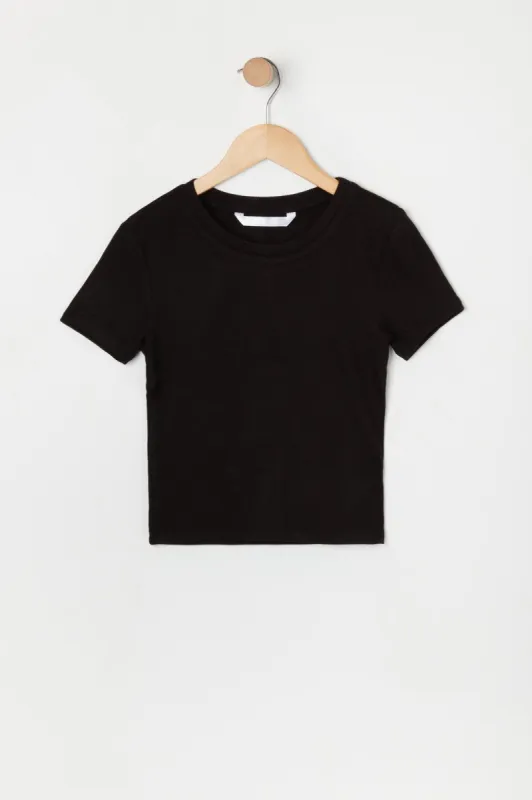 T-shirt ras du cou ultra court côtelé pour fille sold by Urban Planet