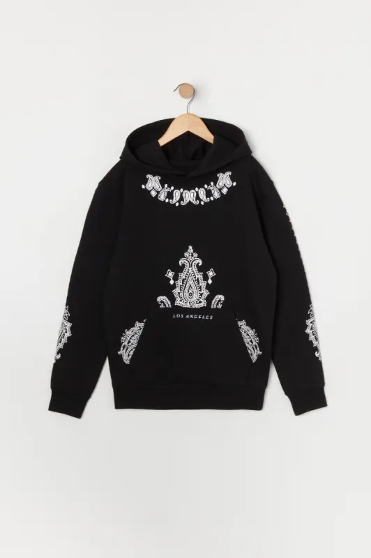 Boys Bandana Print Fleece Hoodie sold by Urban Planet