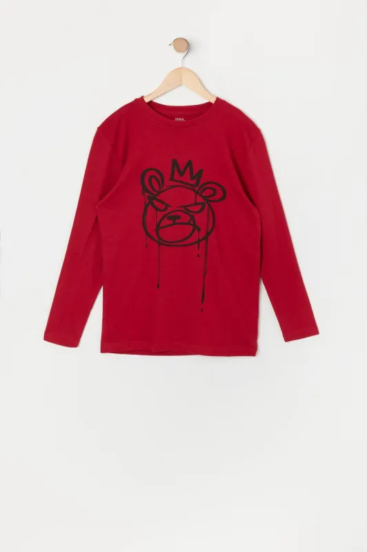 Boys Royal Bear Graphic Long Sleeve Top sold by Urban Planet