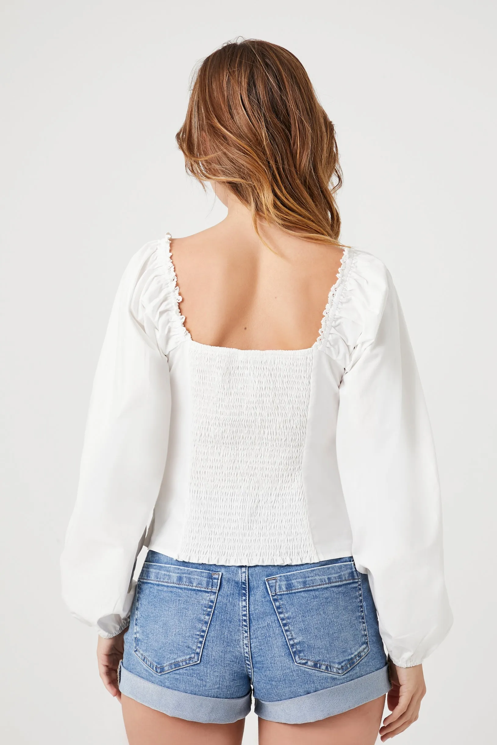 Haut à manches bouffantes avec oeillets et décolleté en coeur sold by Urban Planet product image thumbnail 3