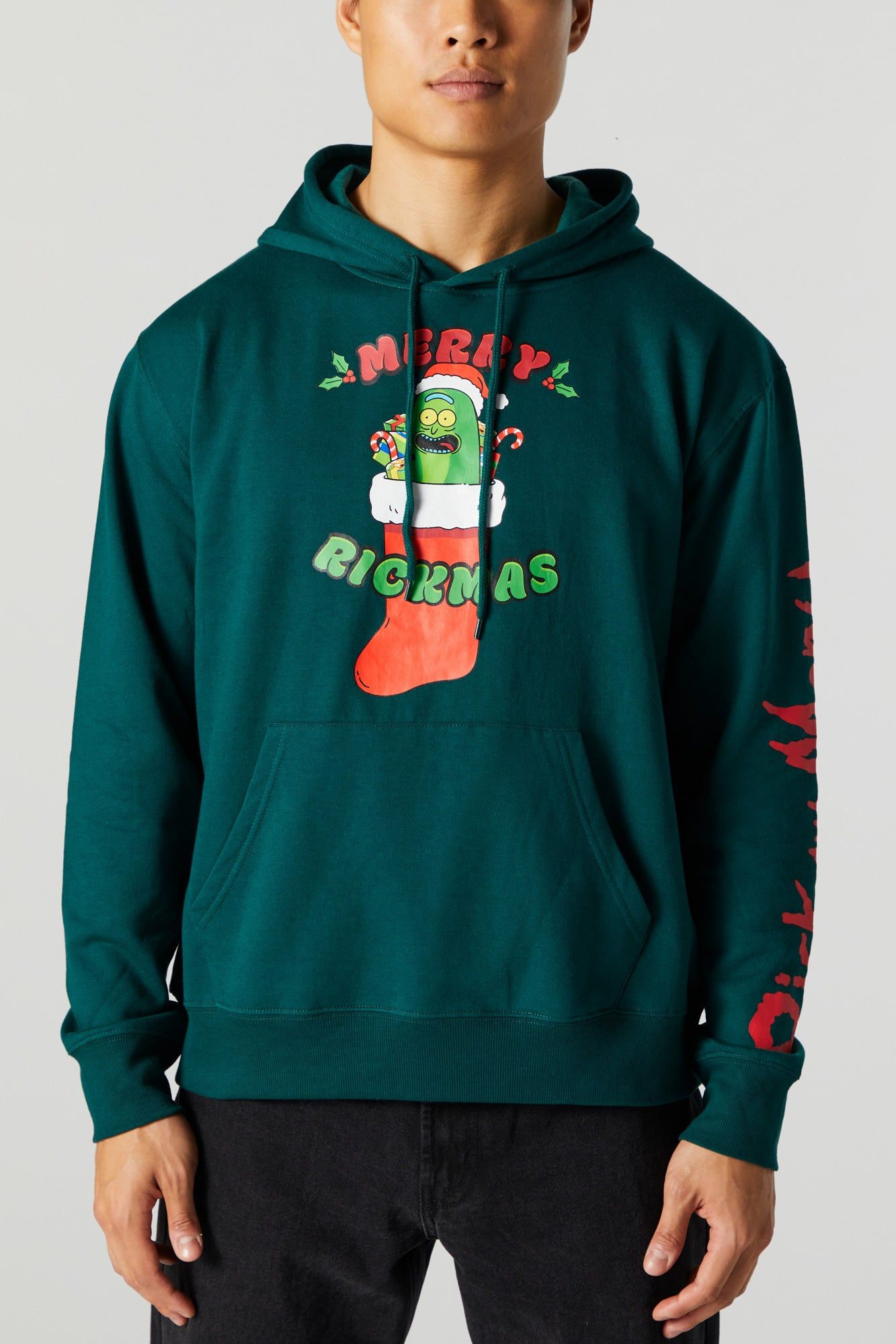 Haut à capuchon de Noël en molleton à imprimé Pickle Rick sold by Urban Planet product image thumbnail 2