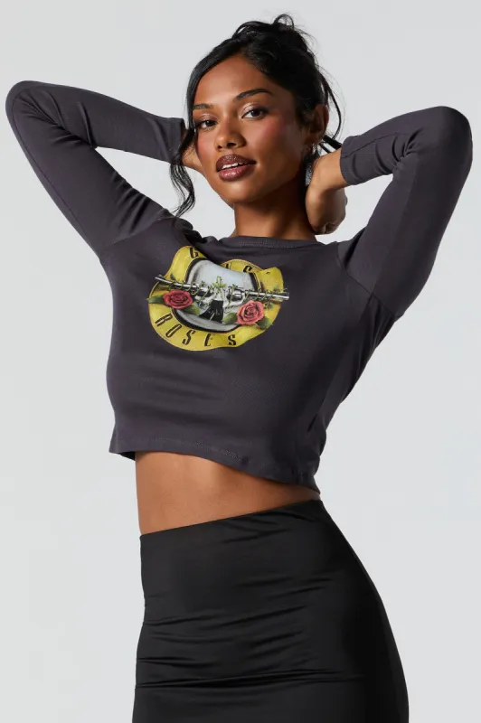 Guns and Roses Graphic Long Sleeve Top sold by Urban Planet