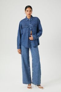 Denim Button-Up Top sold by Urban Planet