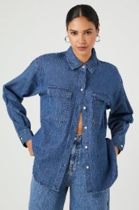 Denim Button-Up Top sold by Urban Planet
