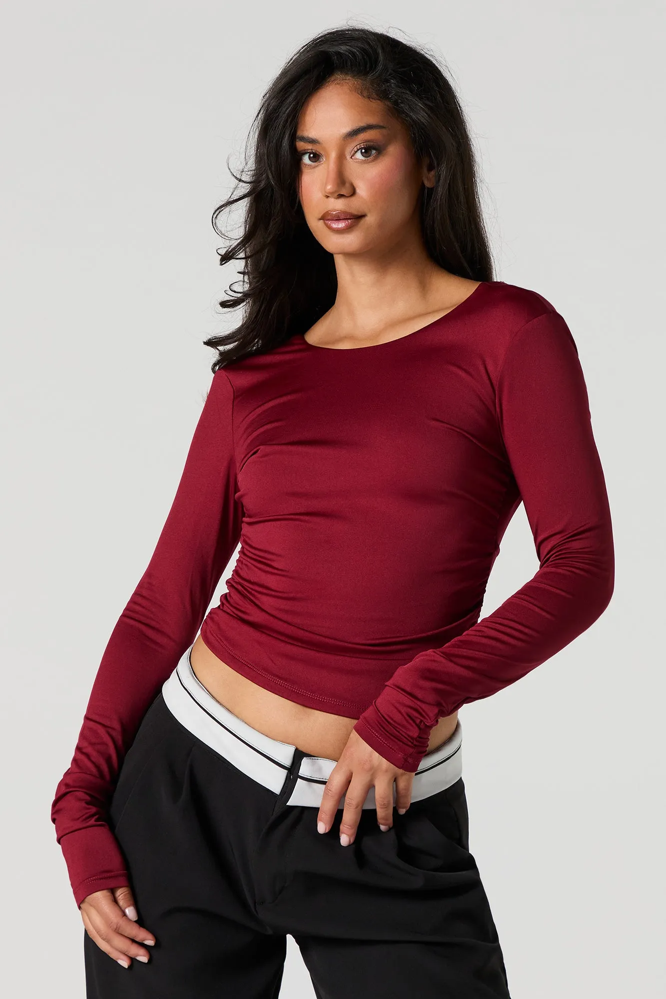 Contour Ruched Long Sleeve Top sold by Urban Planet