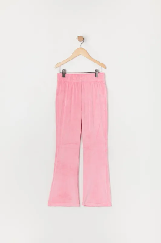 Girls Rhinestone Princess Velour Flare Pant sold by Urban Planet