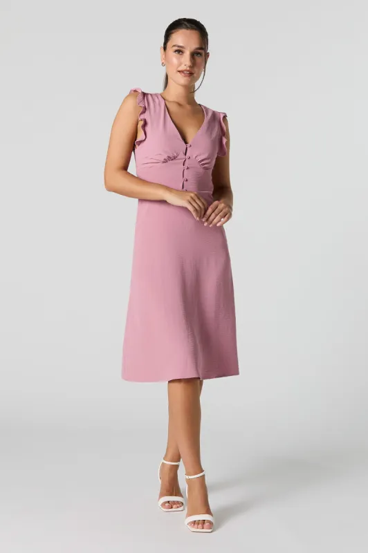 Robe midi à manches volantées avec encolure en V sold by Urban Planet