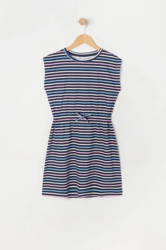 Girls Striped Print Drawstring Dress sold by Urban Planet