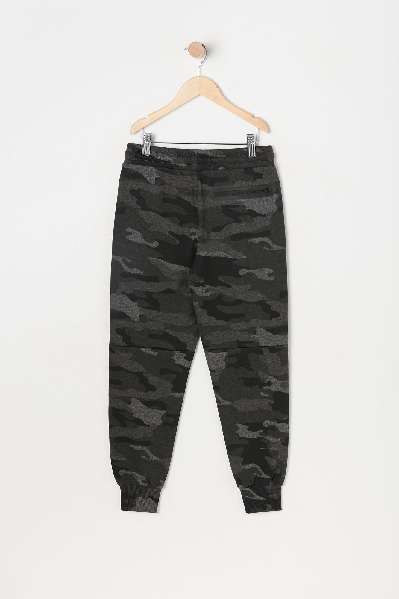 Boys Camo Print Rubber Zip Pocket Fleece Jogger sold by Urban Planet product image thumbnail 2